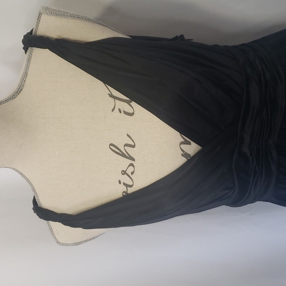 NWOT DKNY Silk Deep V Peplum Twisted Straps Pleated Waist Blouse Top - Picture 2 of 7